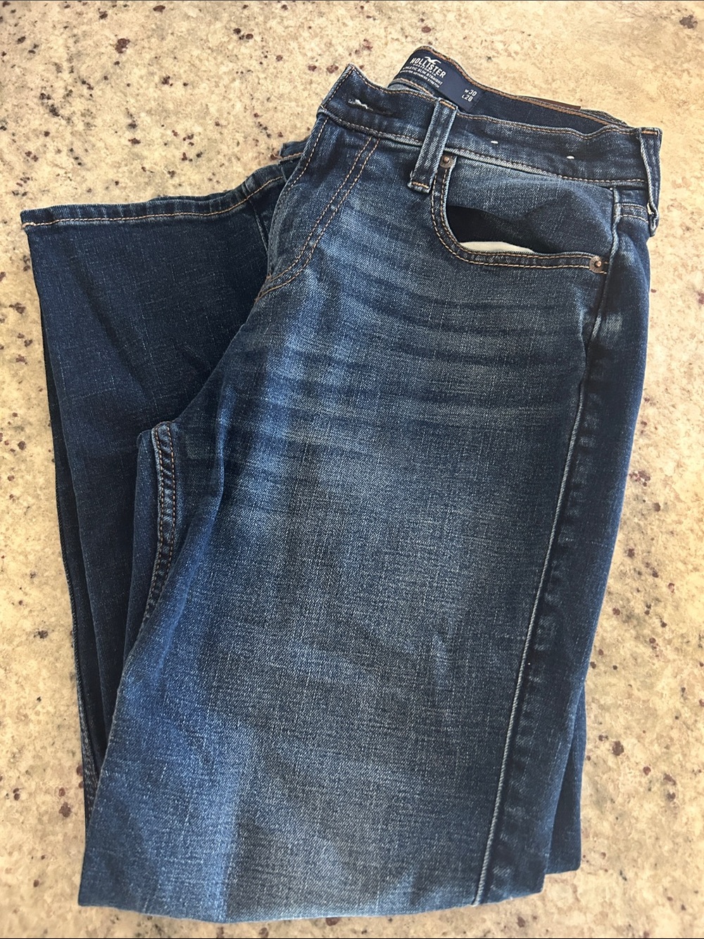 EUC Hollister Men's Dark Blue Slim Fit Jeans